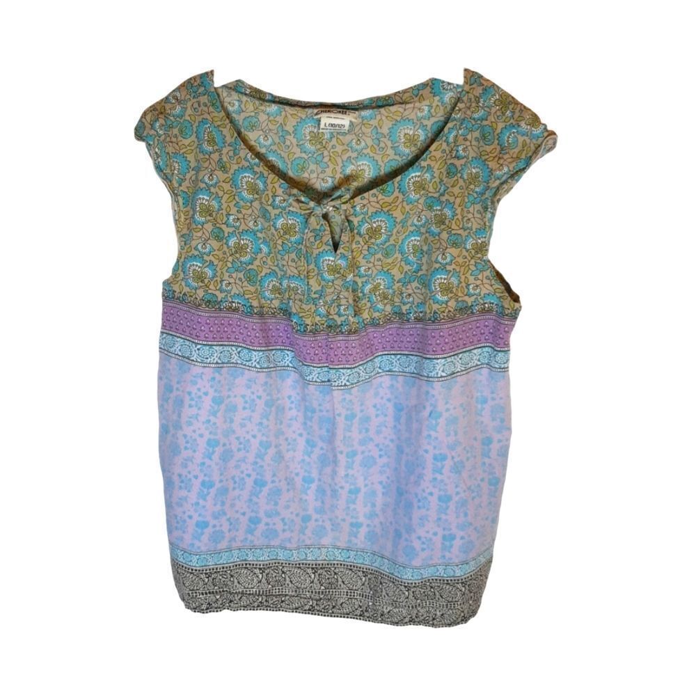 Cherokee Top Boho Cotton Floral And Paisley Print Girls Size L (10 /12)